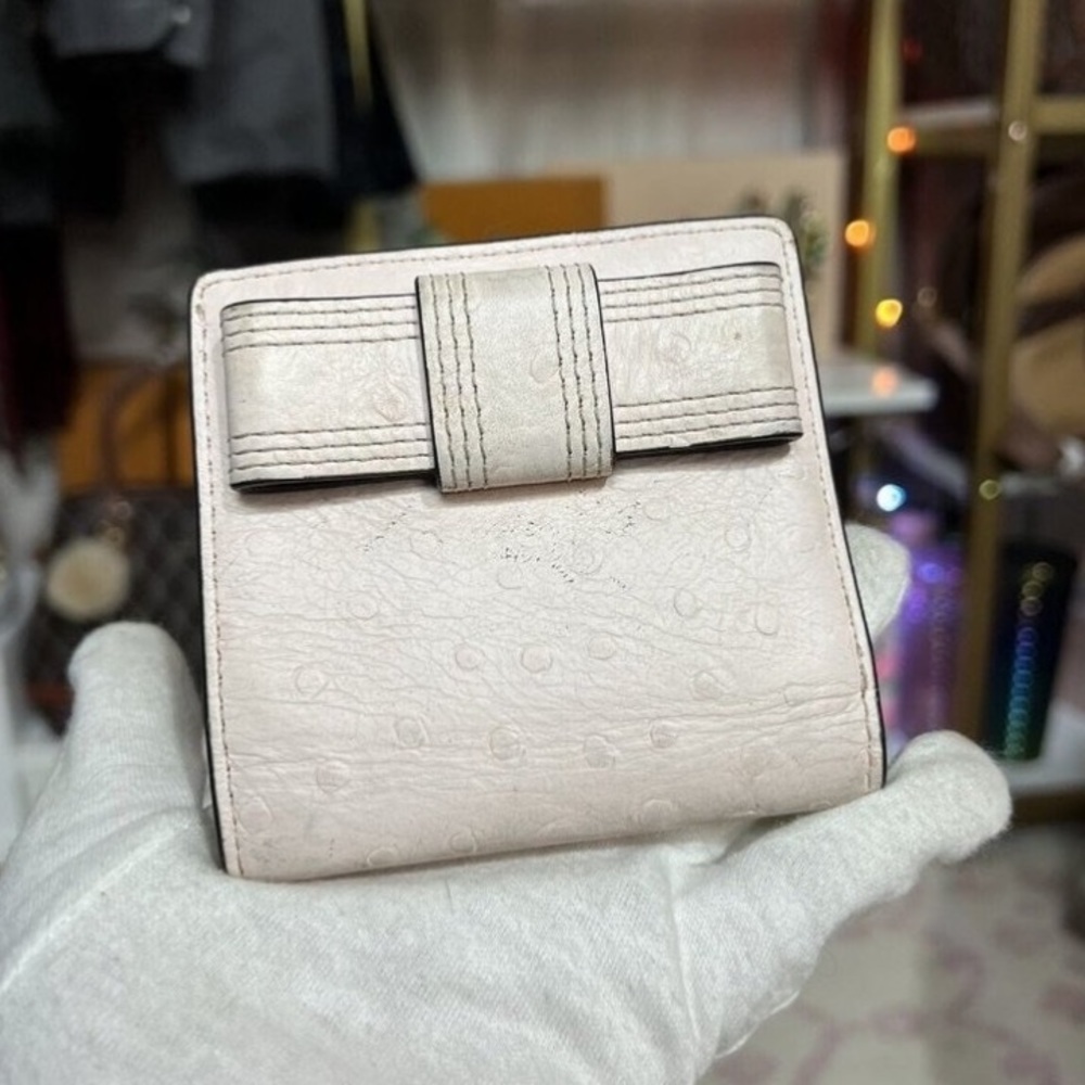 Kate Spade Bow Serenade Valencia Road Grace Ostrich Textured Leather Snap Wallet